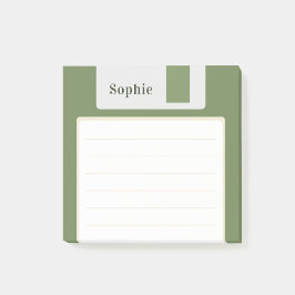 Custom Name Green Floppy Disk Post-it Klebezettel