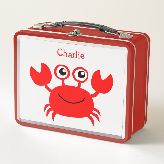 Custom Name Happy Crab Metall Brotdose (Vorderseite)