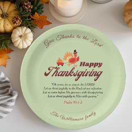 Custom Name | Happy Thanksgiving with Bible Verse Pappteller