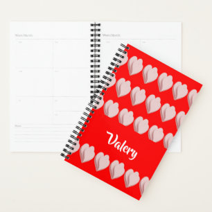 Custom name hearts pattern red planer