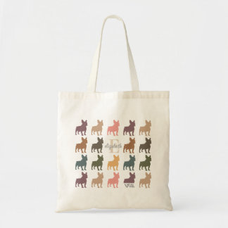 Custom Name Initial French Bulldog Retro Floral Tragetasche