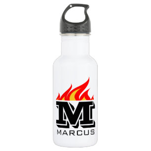 Custom name initial monogram flaming text edelstahlflasche