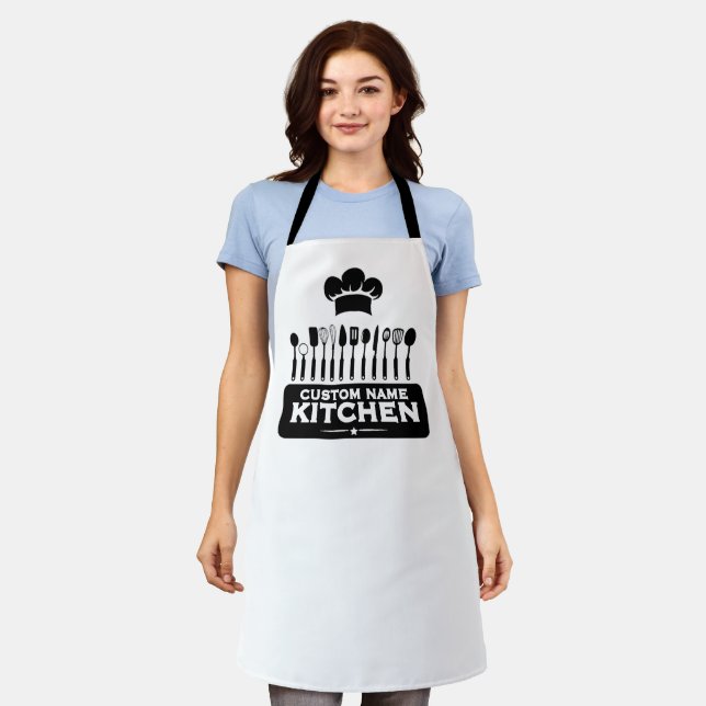 Custom Name Kitchen Chef Design Apron Schürze (Getragen)