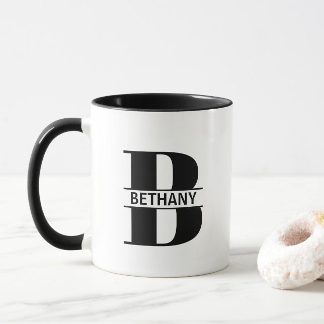 Custom Name Letter 'B' Mug (Avec donut)