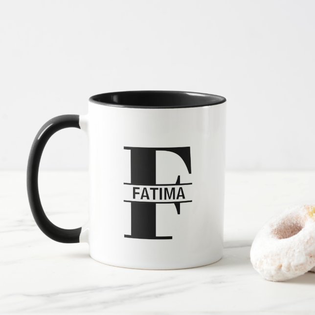 Custom Name Letter 'F' Mug Tasse (Mit Donut)