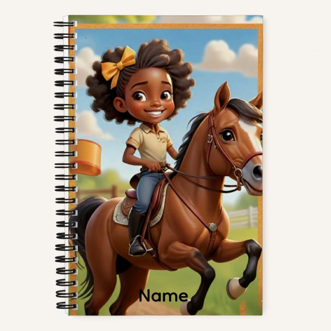 Custom Name Little Rider, Big Dreams Notizbuch (Vorderseite)