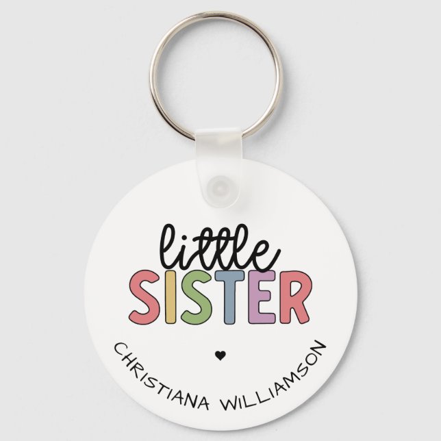 Custom Name Little Sister Cute Personalized Schlüsselanhänger (Vorderseite)