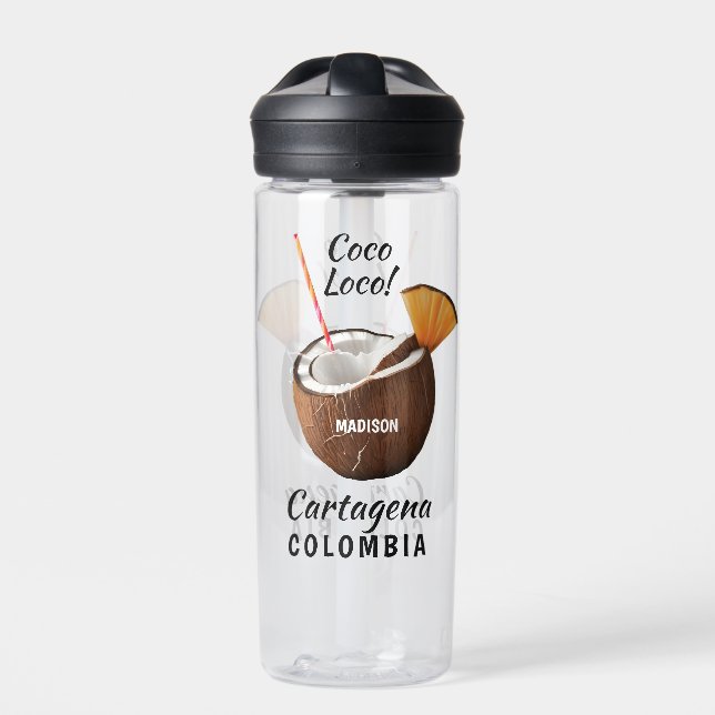 Custom Name & Location Coco Loco Trinkflasche (Vorderseite)