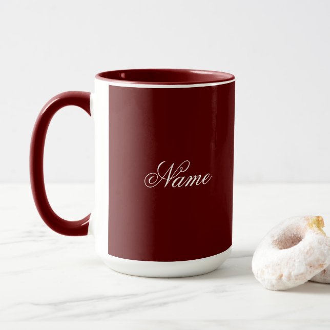 Custom Name Maroon Combo Mug Personalized Tasse (Mit Donut)
