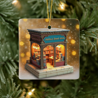 Custom name> message me Bookstore Ceramic Ornament