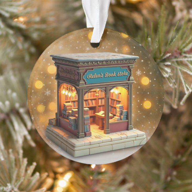 Custom name> message me Bookstore Ceramic Ornament (Arbre)