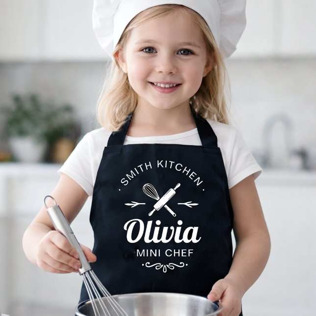 Custom Name Mini Chef Kids Apron with Kitchen Name Schürze (Custom Name Mini Chef Kids Apron with Kitchen Name)
