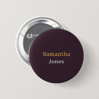 Custom name minimalist modern burgundy button