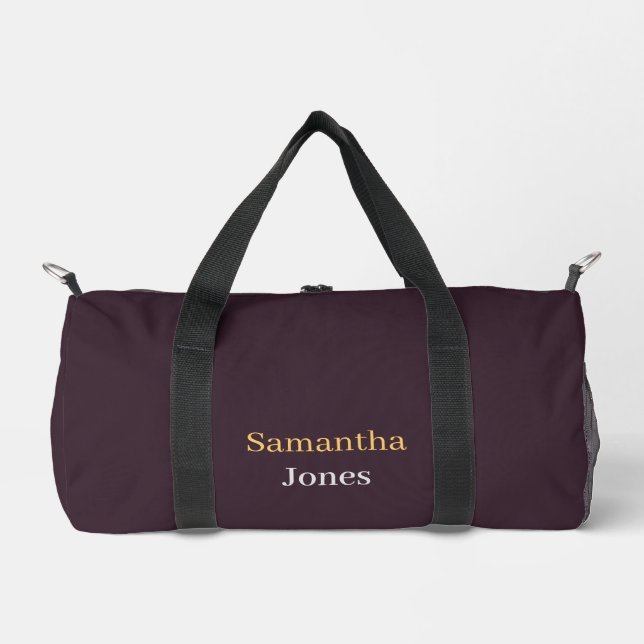 Custom name minimalist modern burgundy duffle bag (Vorderseite)