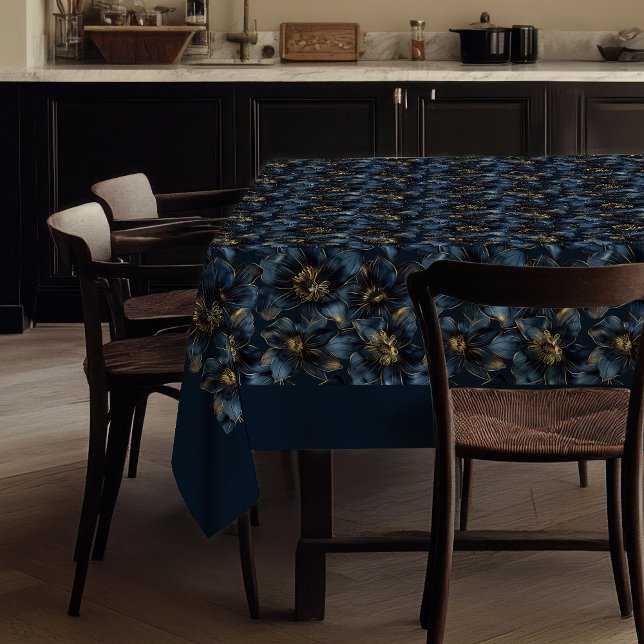 Custom Name Minimalist Navy Gold Tablecloth Chic  Tischdecke (Custom Name Minimalist Navy Gold Tablecloth Chic )