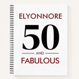 Custom Name Modern 50 And Fabulous Cherry Wine Notizbuch