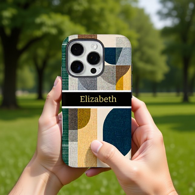 Custom Name Modern Abstract Geometric Marble iPhone 16 Pro Hülle (Von Creator hochgeladen)