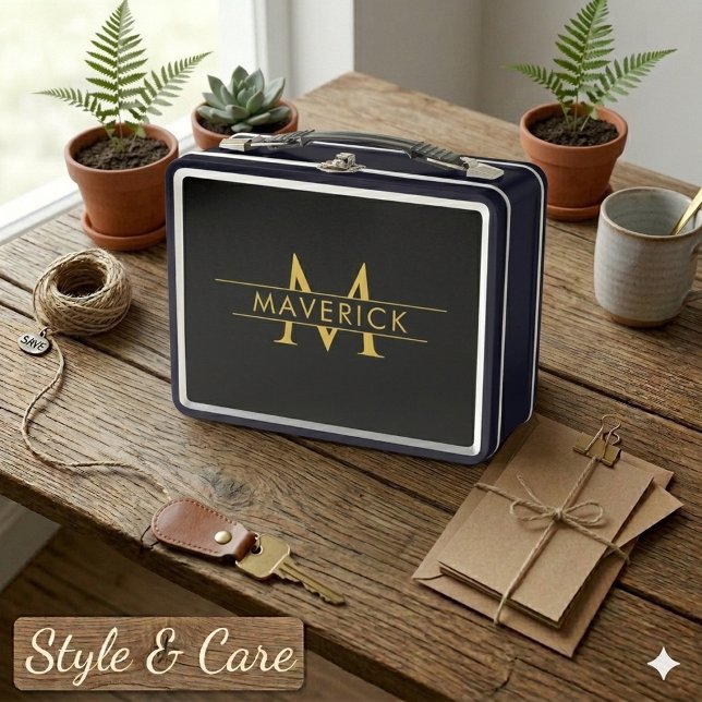 Custom Name Monogram Elegant Decorative Metall Brotdose (Custom Name Monogram Elegant Decorative Metal Lunch Box)