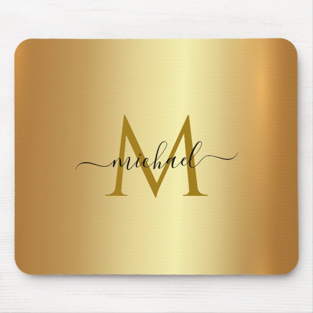 Custom Name Monogram Initial Template Gold Mousepad (Vorne)