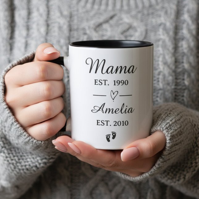 Custom Name Mother's Day Gift | Mama Established Tasse (Personalized Mama Established Mug | Custom Name Mother's Day Gift | New Mom Gift)
