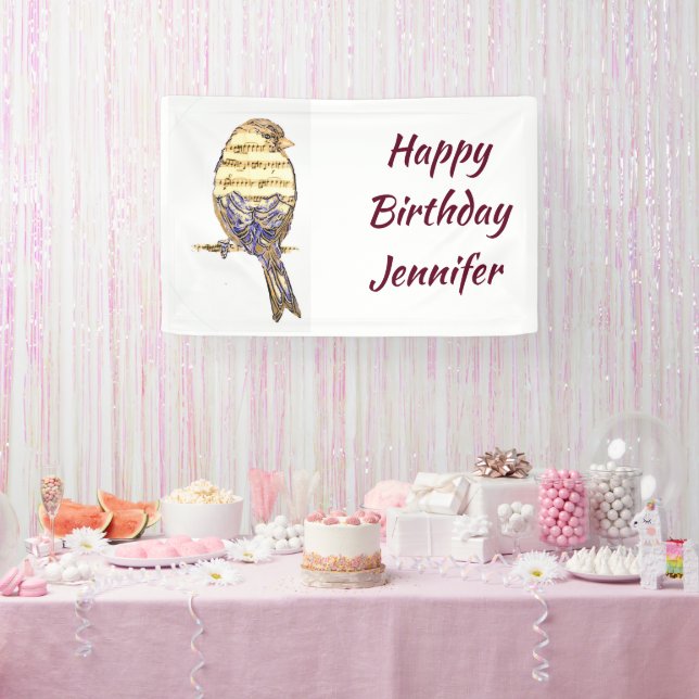 Custom Name Music Notes Song Bird Banner (Party)