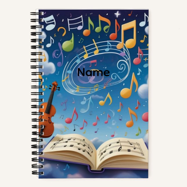 Custom Name Musical Notes Notizbuch (Vorderseite)