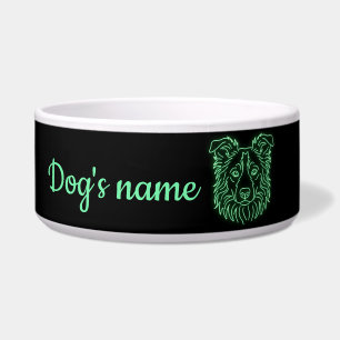 Custom Name Neon Border Collie Glow Napf