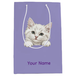 Custom Name Personalized Kitten Art Gift Mittlere Geschenktüte