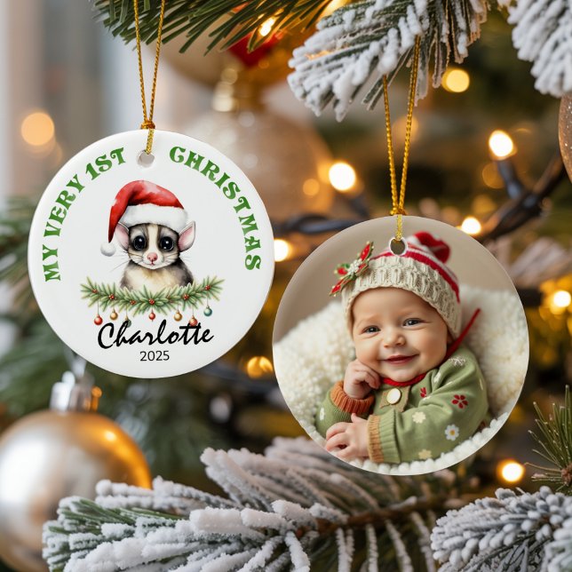 Custom Name Photo Keepsake with Aus Sugar Glider Keramik Ornament (Von Creator hochgeladen)