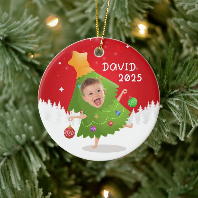 Custom name + photo message me -Christmas Ornament (Baum)
