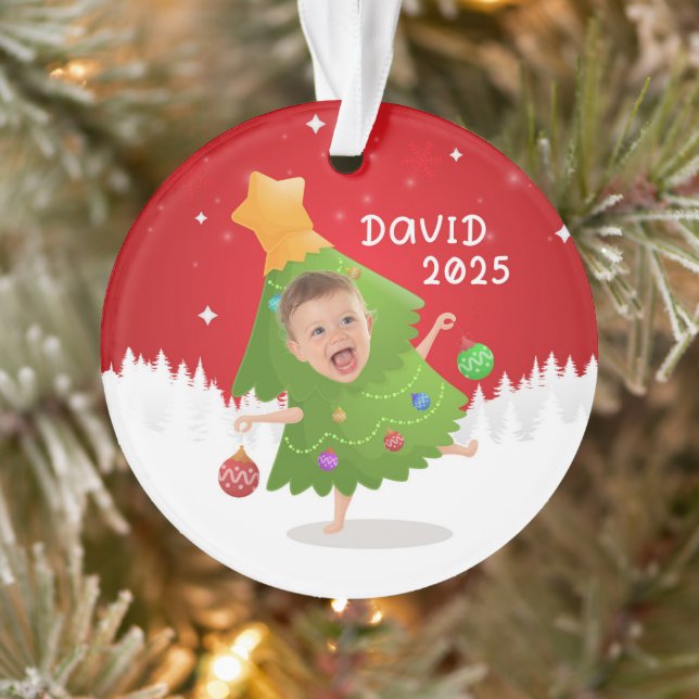 Custom name + photo message me -Christmas Ornament (Baum)