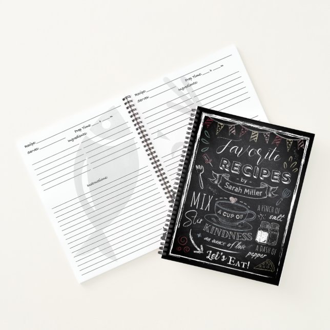 Custom Name & Photo Recipe Keeper Chalkboard  Notizbuch (Innenseite)