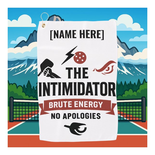 Custom Name Pickleball Sport Towel The Intimidator Golfhandtuch (PICKLEBALL PERSONALIZED SPORTS TOWEL)