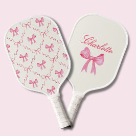 Custom Name Pink Coquette Bow Pickleball Schläger