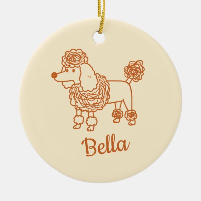 Custom Name Poodle Ornament – Handdrawn Dog Gift (Vorne)