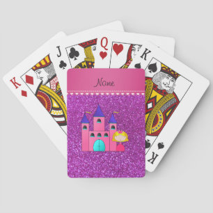 Custom name princess castle neon purple glitter spielkarten