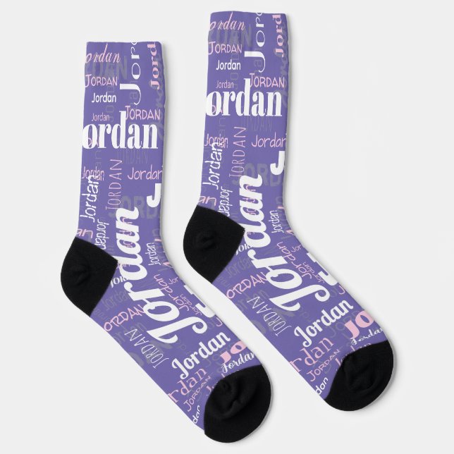 Custom Name Purple Pink Repeating Graffiti Pattern Socken (Rechts)