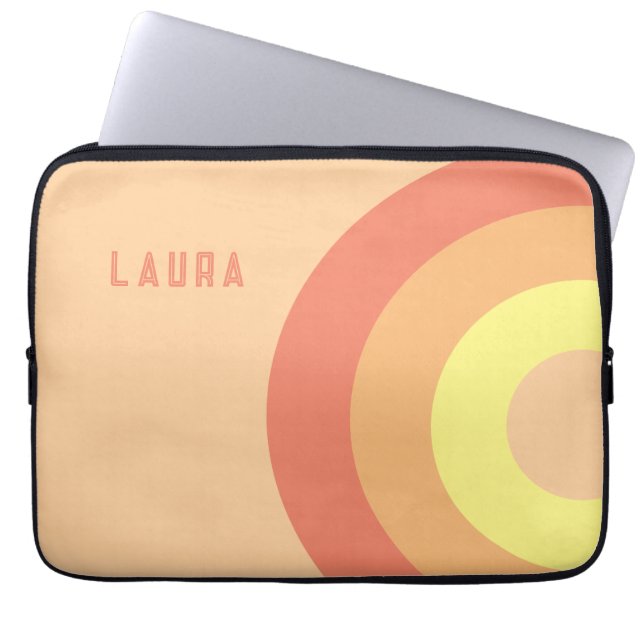 Custom name Rainbow Target – pink, Peach  Laptopschutzhülle (Vorderseite)