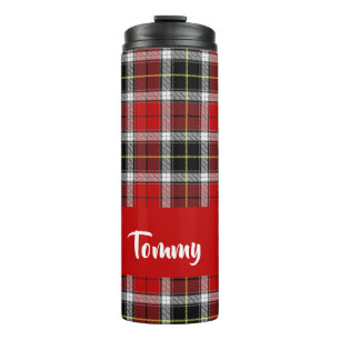 Custom name red pläd pattern thermosbecher