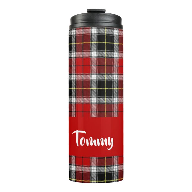 Custom name red pläd pattern thermosbecher (Vorderseite)