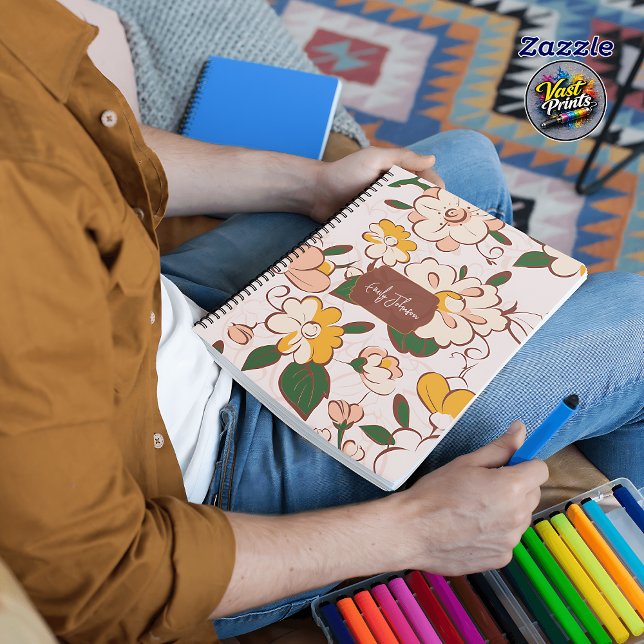 Custom Name Retro Floral Cream Peach Yellow (Custom Name Retro Floral Cream Peach Yellow Planner)
