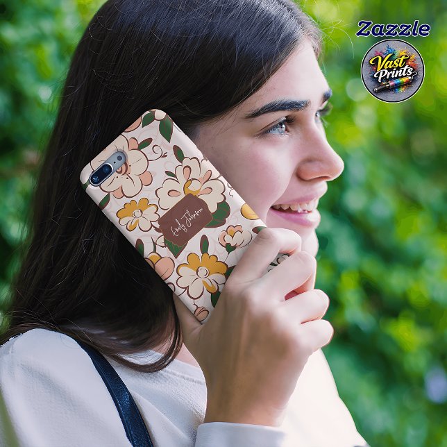 Custom Name Retro Floral Cream Yellow Flower Case-Mate iPhone Hülle (Custom Name Retro Floral Cream Yellow Flower Case-Mate iPhone Case)