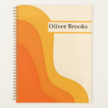 Custom Name Retro Orange Wavy Notebook Planer<br><div class="desc">Finding a notebook that captures a vibrant, energetic spirit while remaining professional is often a challenge for modern creatives. This design solves that by utilizing a bold, retro-inspired wavy pattern in a warm gradient of sunset orange, gold, and cream. It provides an eye-catching, high-end aesthetic that brightens up any workspace...</div>