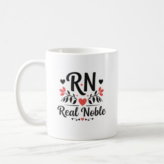 Custom Name RN Real Noble Floral Gift Kaffeetasse (Links)
