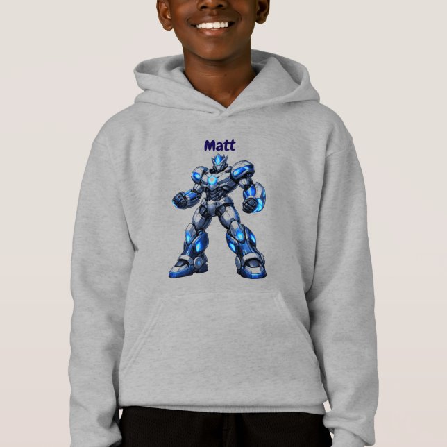 Custom Name Robot Kids Birthday Hoodie Gift (Vorderseite)