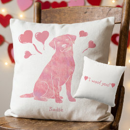 Custom Name Rose Red Labrador Retriever Valentine  Kissen