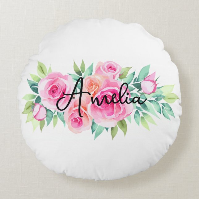Custom Name Rundes Kissen (Vorderseite)