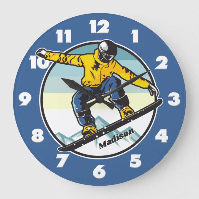 Custom name SNOWBOARDER Große Wanduhr (Vorderseite)
