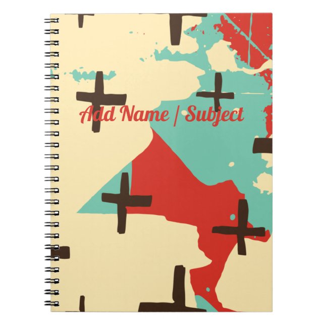 Custom Name/Subject Retro Abstract School Notebook Notizblock (Vorderseite)