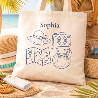 Custom Name Summer Vacation Canvas Bag Tragetasche